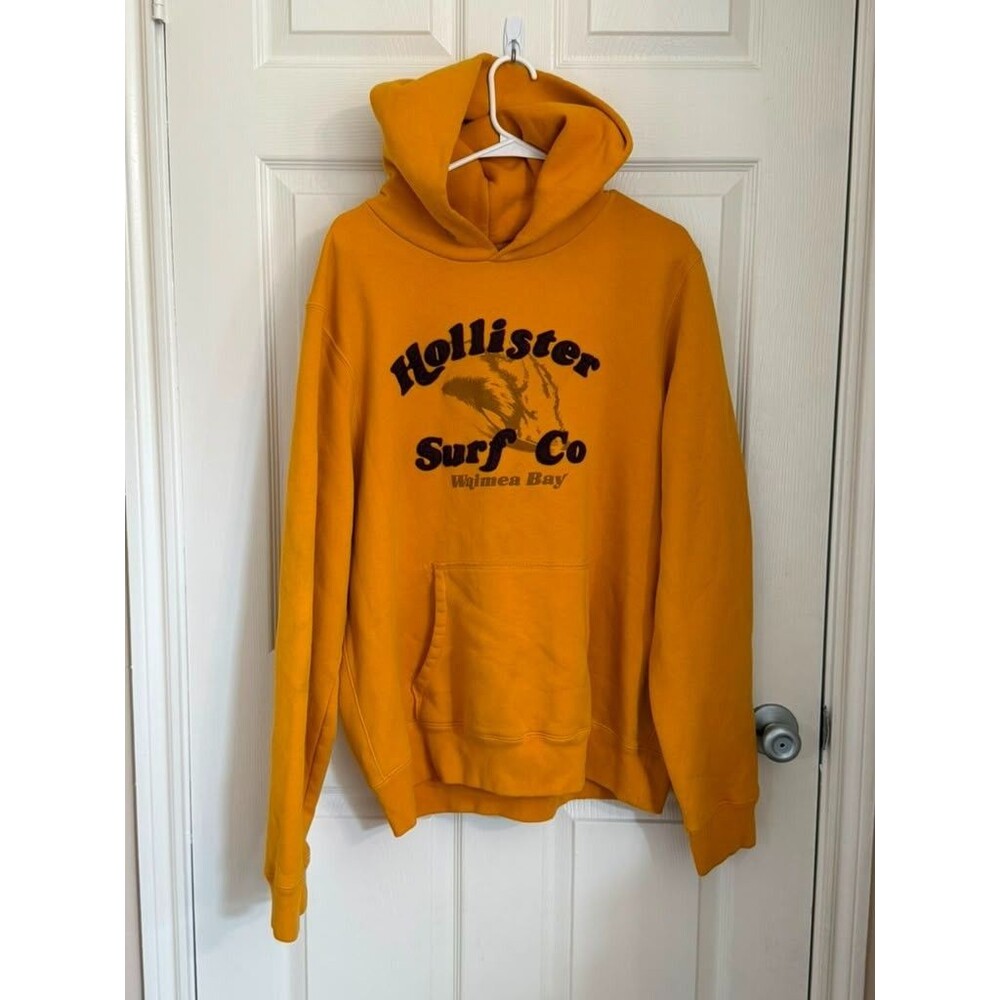 Hollister Surf Co Waimea Bay Hoodie Mustard Yellow Pullover Fleece XXL